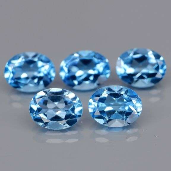 Matched! 5 piece 10.32ct full fire Swiss blue Topaz set