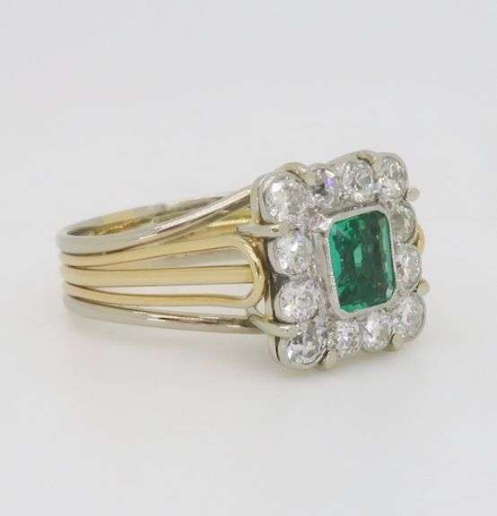 Vintage Emerald & Diamond Cocktail Ring