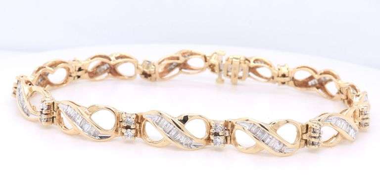 1.55ctw RBC and baguette sideway infinity station link bracelet