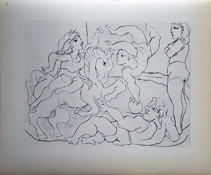 PABLO PICASSO, ACROBATS WITH A HORSE