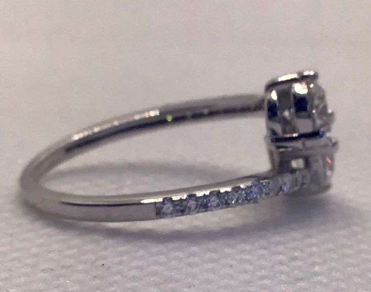 STUNNING AND UNIQUE 14K WHITE GOLD BYPASS DIAMOND ENGAGEMENT RING