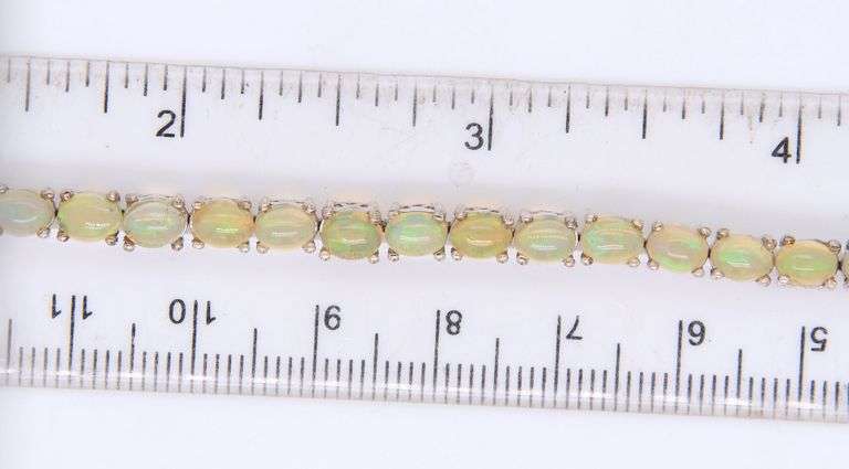 Vintage 925 sterling silver opal tennis bracelet
