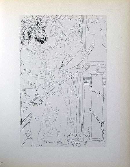 PABLO PICASSO, THREE COSTUMED FIGURES