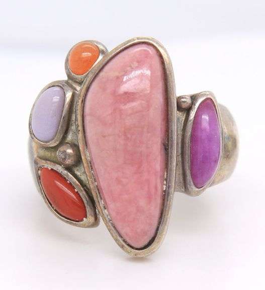 Group Lot of 3 Vintage 925 Sterling Silver Gemstone Rings