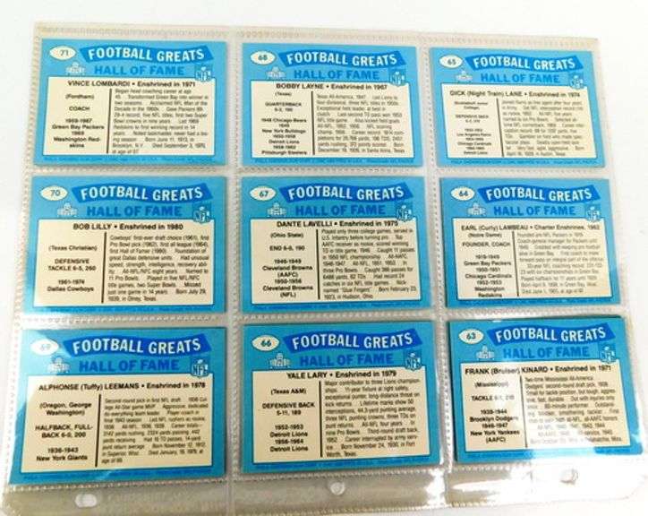 9 Phila Chewing Gum Co. Football Hall of Fame Greats