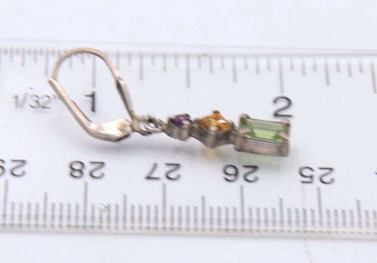 Group Lot of Vintage 925 Sterling Silver Gemstone Pendants and Earrings