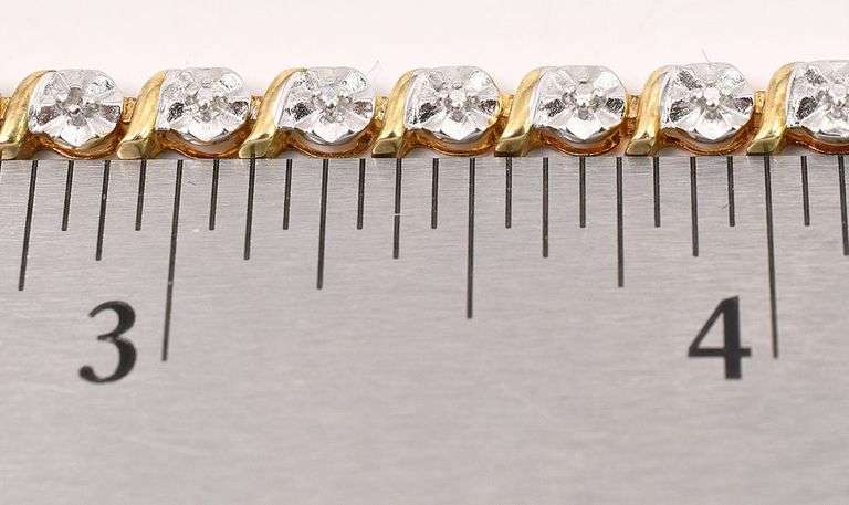 Sterling Silver Vermeil Diamond Tennis Bracelet with a Blue Sapphire Heart Dangle Charm