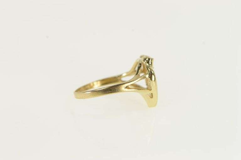 10K Yellow Gold Diamond Guardian Angel Heart Love Ring