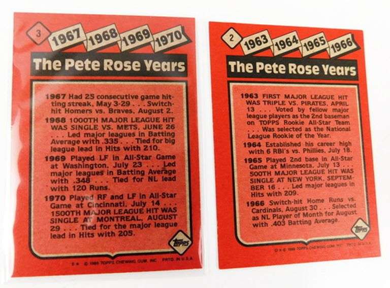 2 Topps 1986 Pete Rose Years Baseball Cards