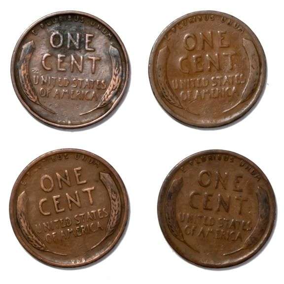4 Raw Circulated 1909 VDB Lincolns