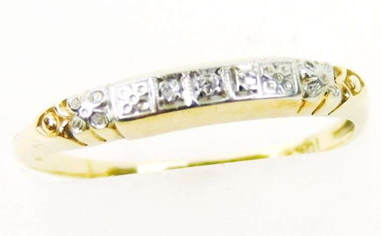 Pretty Antique 10K Diamond Band, Size 5
