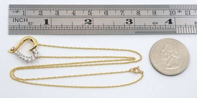 Tasteful 14K YG Diamond Heart on Necklace