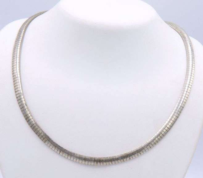 Italian 925 sterling silver omega chain necklace