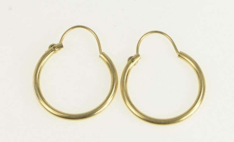 14K Yellow Gold 18.2mm Vintage Classic Round Hoop Earrings