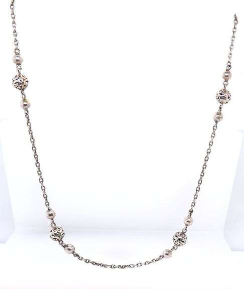 Lois Hill sterling silver ball link long necklace