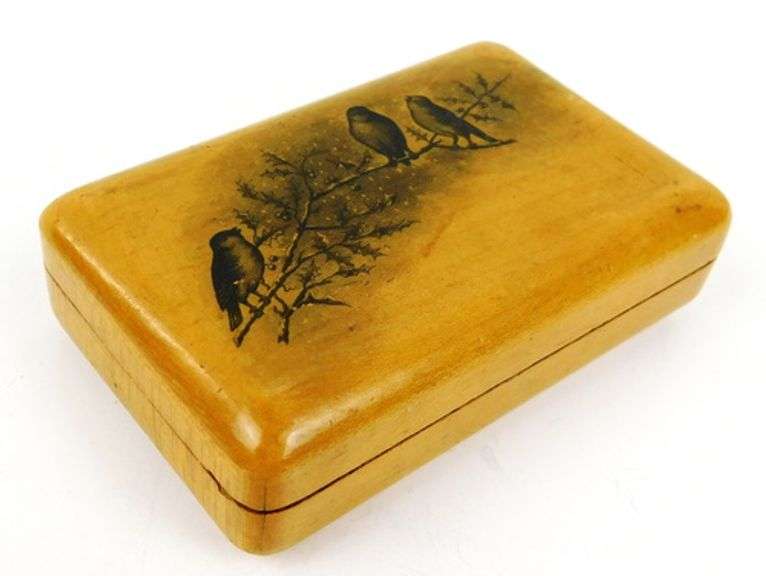 Beautiful Antique Mauchline Ware Christmas Box