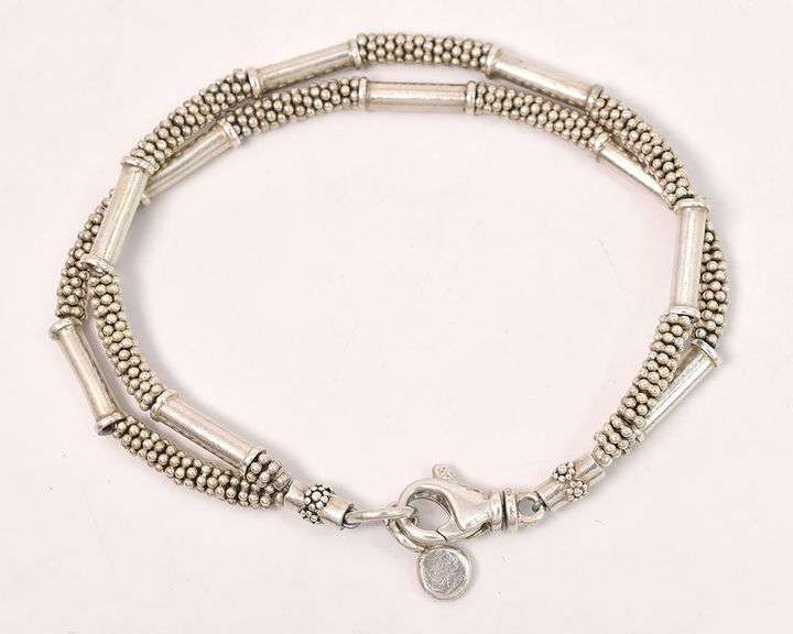 Sterling Silver Fancy Bead and Bar Bracelet