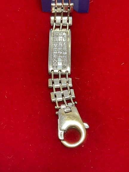 CERTIFIED MEN'S 14K WHITE GOLD AND DIAMOND BRACELET. 6.00 CARATS