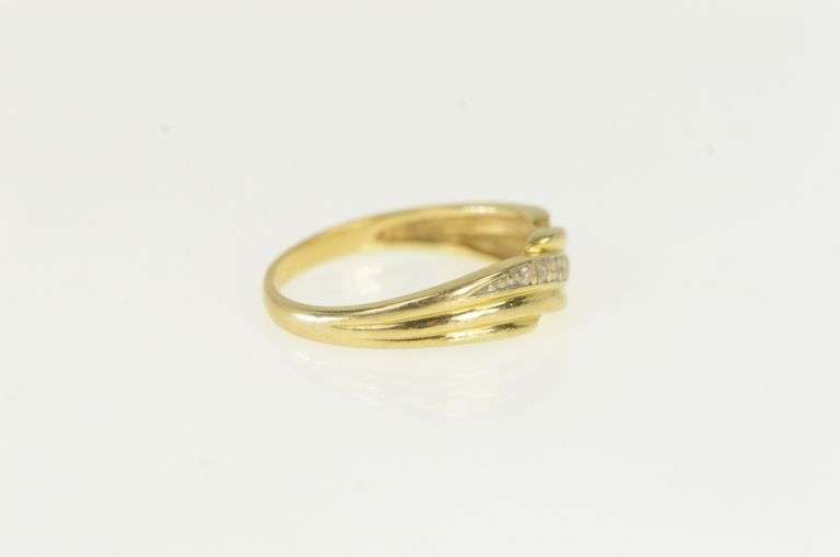 14K Yellow Gold Simple Diamond Classic Wedding Band Ring