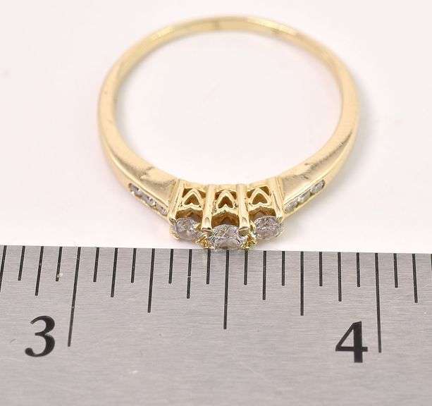 Gleaming 14K Yellow Gold approx. .44CTW Past, Present, Future Diamond Ring