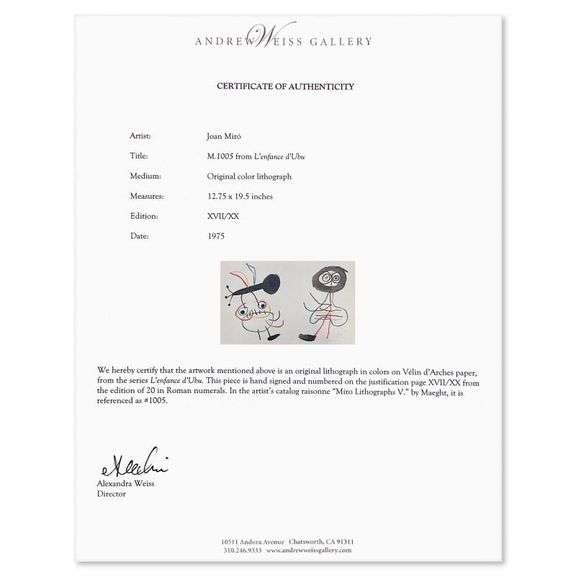 M. 1005 from L'enfance d'Ubu by Miro