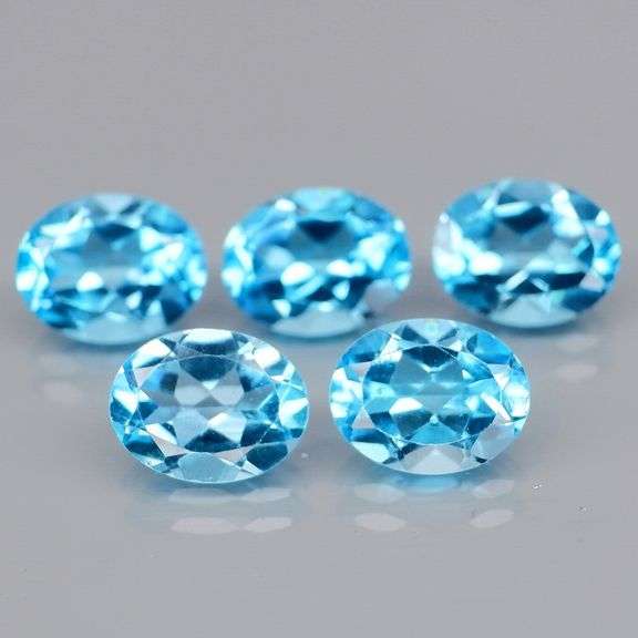 Matched! 5 piece 10.50ct full fire Swiss blue Topaz set