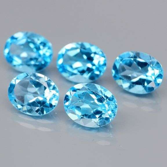 Matched! 5 piece 10.50ct full fire Swiss blue Topaz set