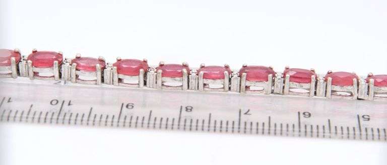 925 Sterling silver oval red stone tennis bracelet