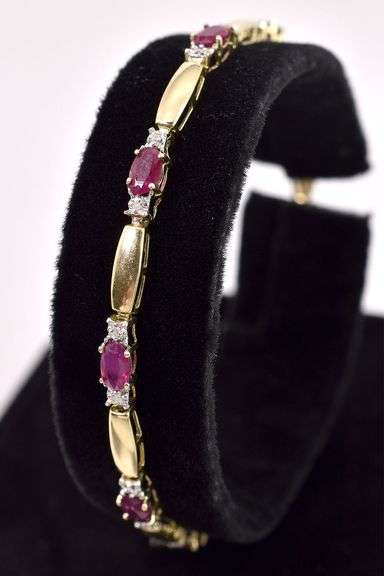 Joyous 10K Yellow Gold Ruby and Diamond Bracelet