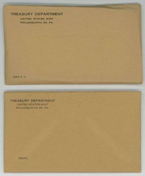 Sealed UNOPENED 1956 & 1962 Proof Sets. Fresh envelopes