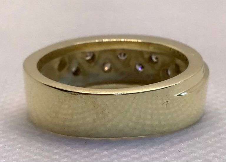 STUNNING VINTAGE STYLE 14K YELLOW GOLD BEZEL SET DIAMOND RING