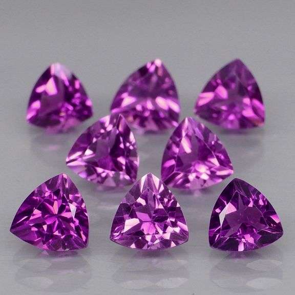 Trilliant 5.60ct 6x6mm real Bolivian Amethyst set