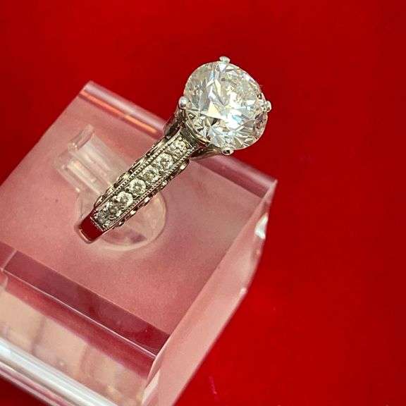 CERTIFIED 18K WHITE GOLD DIAMOND ENGAGEMENT RING 2.75 CARATS