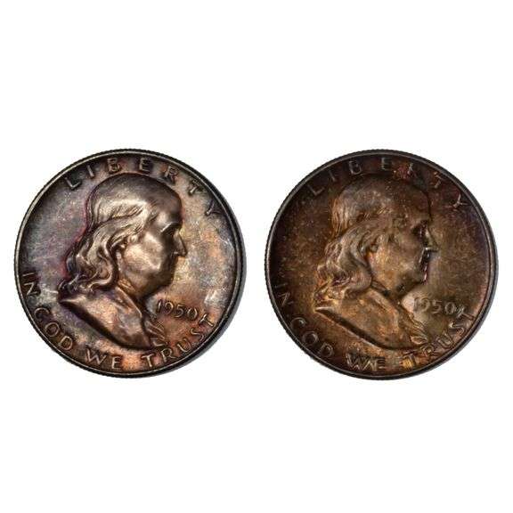 1950 &1956 Darkly Toned BU Franklin Halves