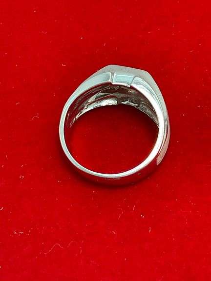 MEN'S CERTIFIED 14K WHITE GOLD AND DIAMOND RING