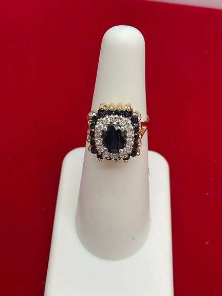 Elegant 14K Yellow Gold Diamond and Sapphire Ring – 2.00 Carats Total