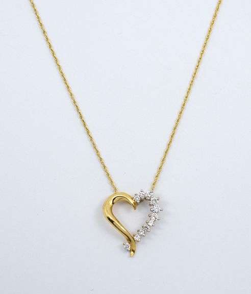 Tasteful 14K YG Diamond Heart on Necklace