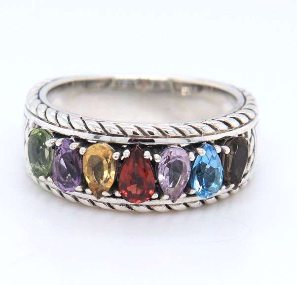 925 Sterling Silver Effy Marquise Multi Gemstone Ring