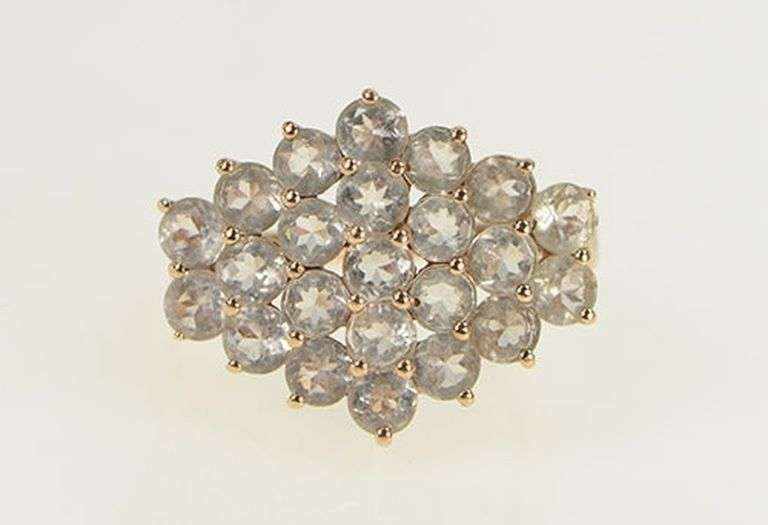 10K Rose Gold Pink CZ Statement Fancy Cluster Ring