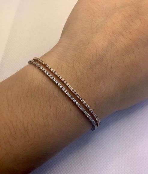 STUNNING 14K TWO TONE DOUBLE LAYERED DIAMOND BRACELET