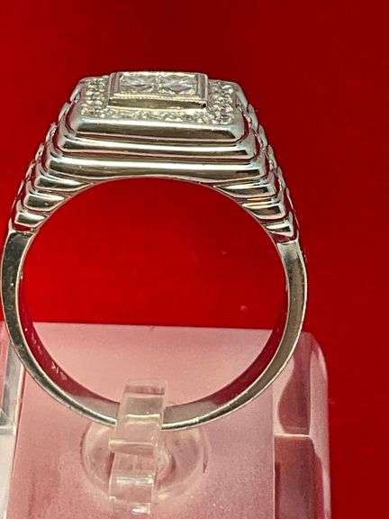 CERTIFIED MEN'S 14K WHITE GOLD AND DIAMOND RING