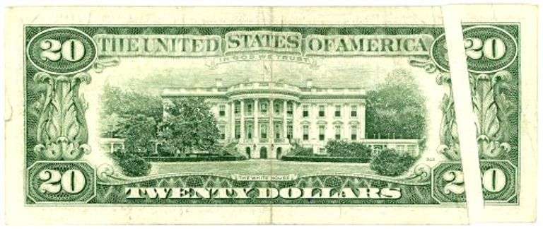 1985 $20 Printed Fold Error Note Federal Reserve Note