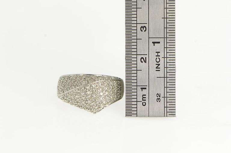 14K White Gold Pave White Sapphire Encrusted Statement Ring