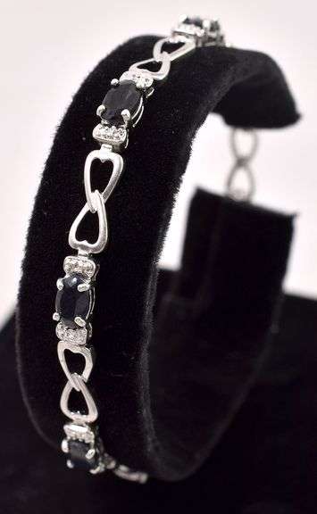 Sterling Silver Blue Sapphire and Diamond Bracelet