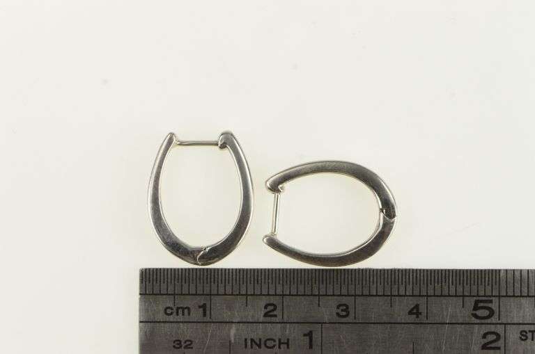 14K White Gold 18.6mm Diamond Statement Hoop Earrings