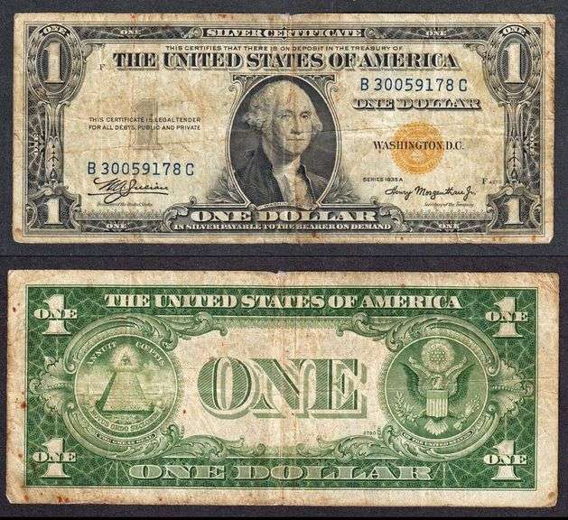 $1 1935-A Silver Cert, Fr. 2306 North Africa WWII Emergency Yellow Seal Fine