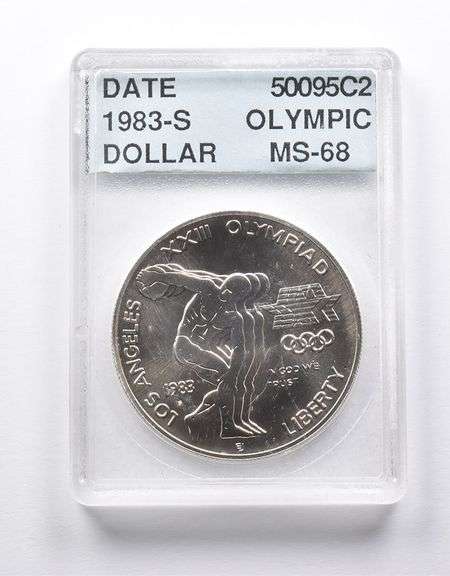 MS68 1983-S Olympic Discus Commemorative $1 Accugrade Collectible Slab