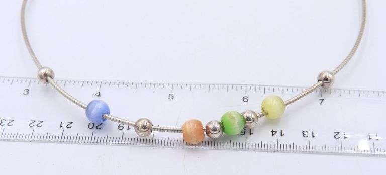 Italian 925 sterling silver multi color crystal ball necklace