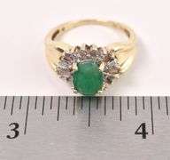 Simply Beautiful 14K Yellow Gold Emerald and Diamond Ring