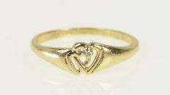 10K Yellow Gold Diamond Heart Vintage Love Symbol Ring